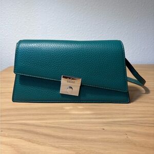 NWT Behno Mini Simone Sling Crossbody bag in Pebble Avocado (dark teal)